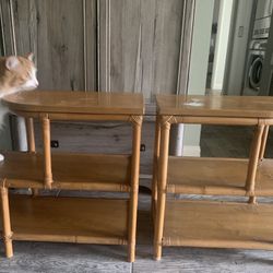 Vintage Wood End Side Tables