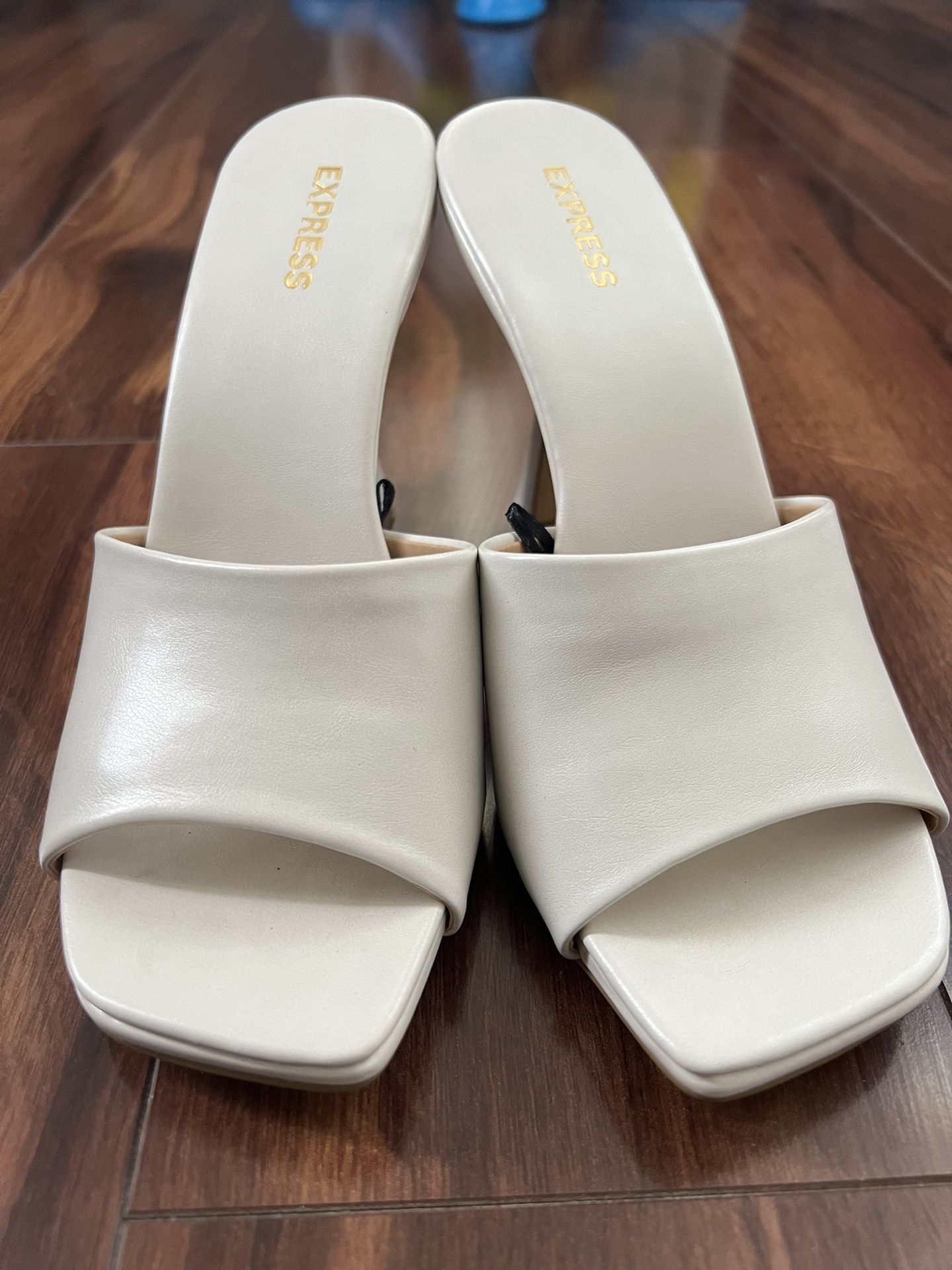 Express Off-White Heel Sandals Size 7