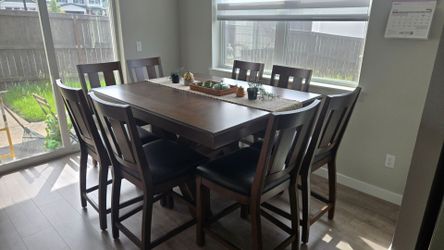 60" Expandable Solid Wood Counter-Height Dining Set (Table + 8 Chairs)