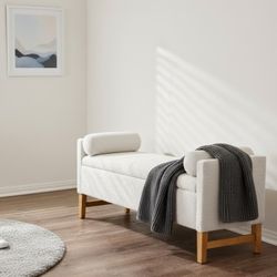 Bench Ottoman with Hidden Storage Brand New, Solid Wood Legs