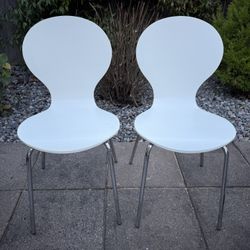 Mid-Century Modern White Wood Chairs