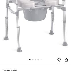 Bedside Commode with Padded Seat and Backrest, Aluminum Commode Toilet with Bucket, Easy Cleaning Portable Toilet for Adults and Seniors, 350 lb Capac