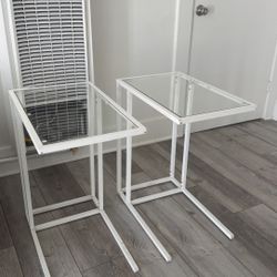 White & Glass Side Tables