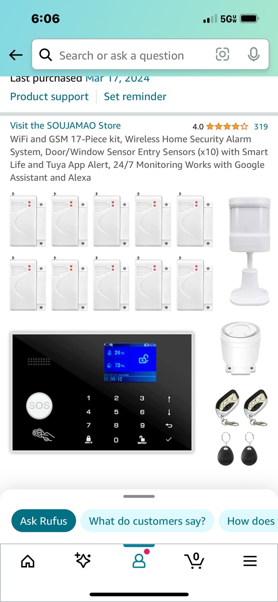 WiFi and GSM 17-Piece kit, Wireless Home Security Alarm System, Door/Window Sensor Entry Sensors (x10) with Smart Life and Tuya App Alert, 24/7 Monito