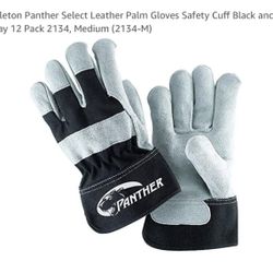 12 PAIR Size  Medium Galeton Panther Leather Palm Gloves Gauntlet Cuff BlackGray
