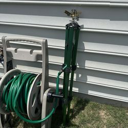 2 Hose Reel Mobile with 150 Ft Hose Each One  Plus 2 Lawn Garden Sprinklers