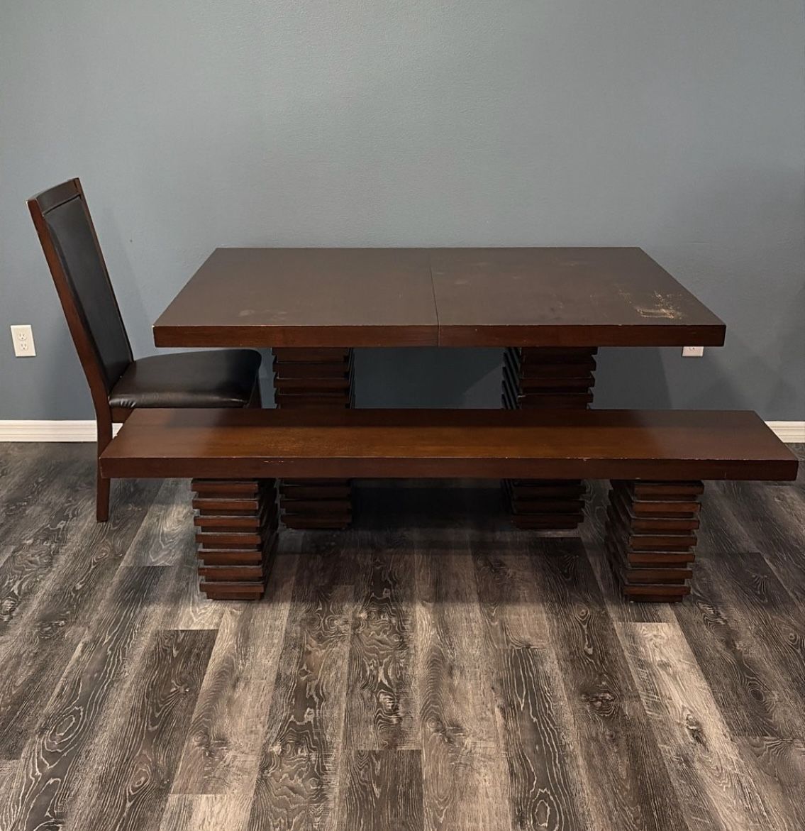 Solid Wood Dining Room Table With Bench Seat