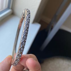 Brighton Silver Bracelet – Engraved Diamond Pattern