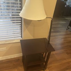 Lamp Table Esspresso Shelves 20 Inches Long 14 Inches Wide