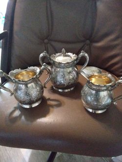 1800's  silver plated cream and sugar set