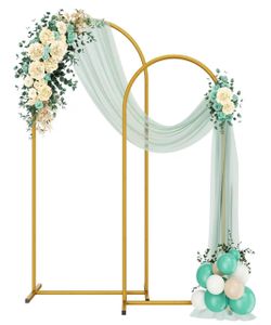 Metal Arch Backdrop Stand 2 Set (6FT/5FT), Gold Wedding Arch Frame