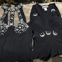 Two sexy S black tops with embellishments from Contempo Casuals.great to wearing to clubs &Holiday . Just $10/ each 