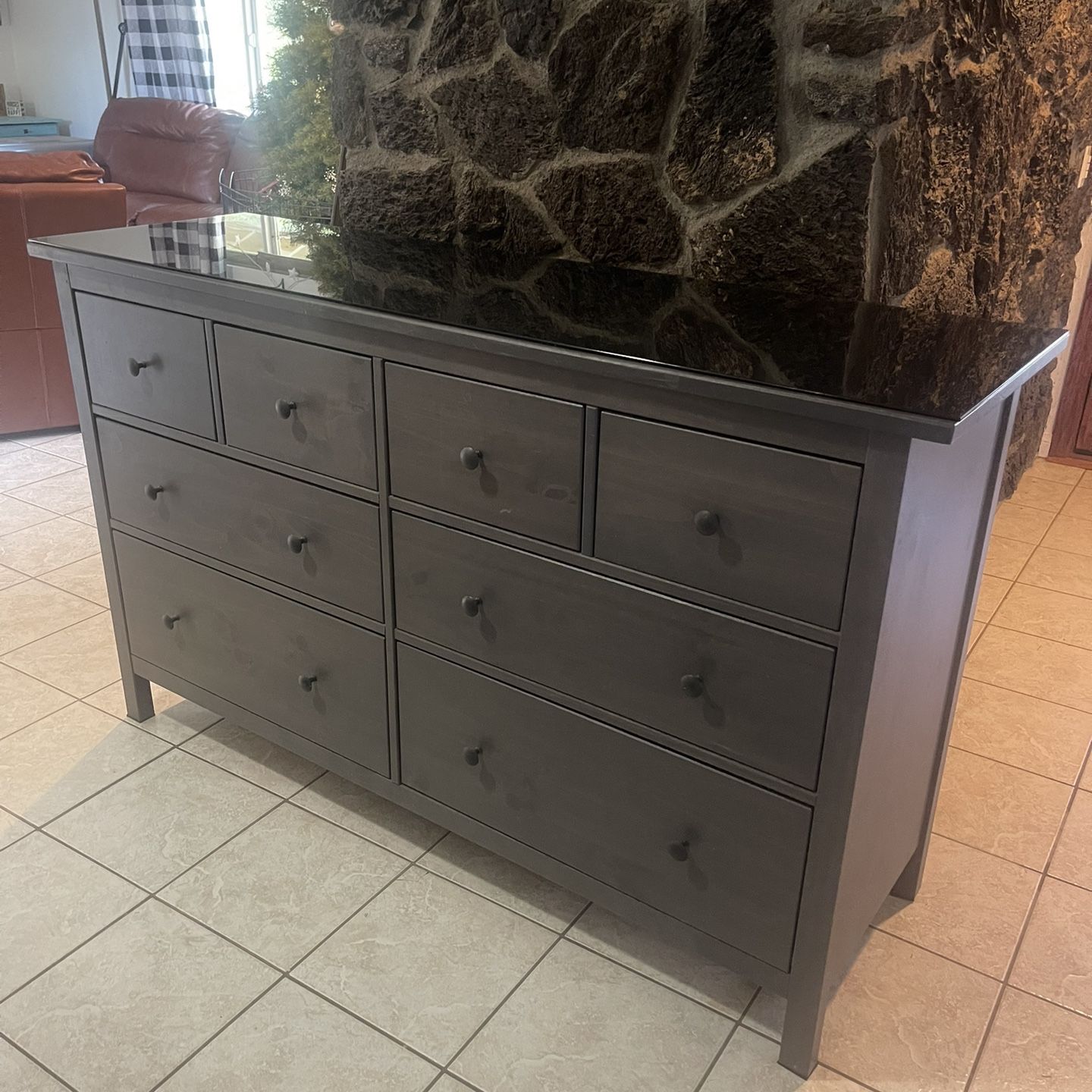 ikea hemnes 8 drawer dresser gray brown IKEA Hemnes 8 Drawer Dresser Gray W/ Glass Top for Sale in Fallbrook, CA
