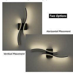 Modern Led Sconce Wall Lighting Indoor 24" Minimalist Industrial Black Wall Sconce Cordless Wall Light for Small Space Bathroom Hallway Staircase Entr