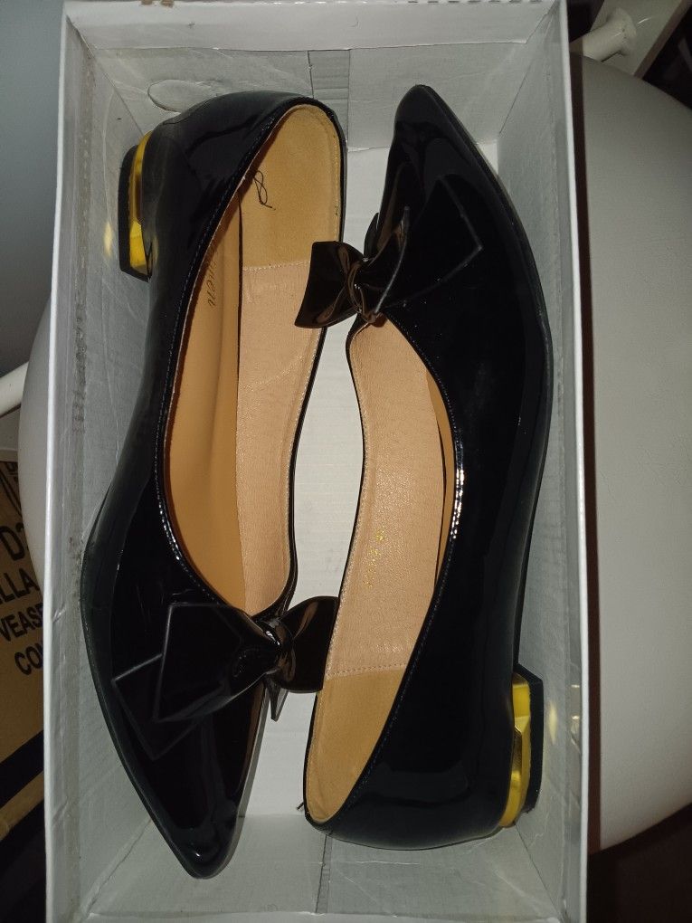 BLACK FLATS WITH BOW