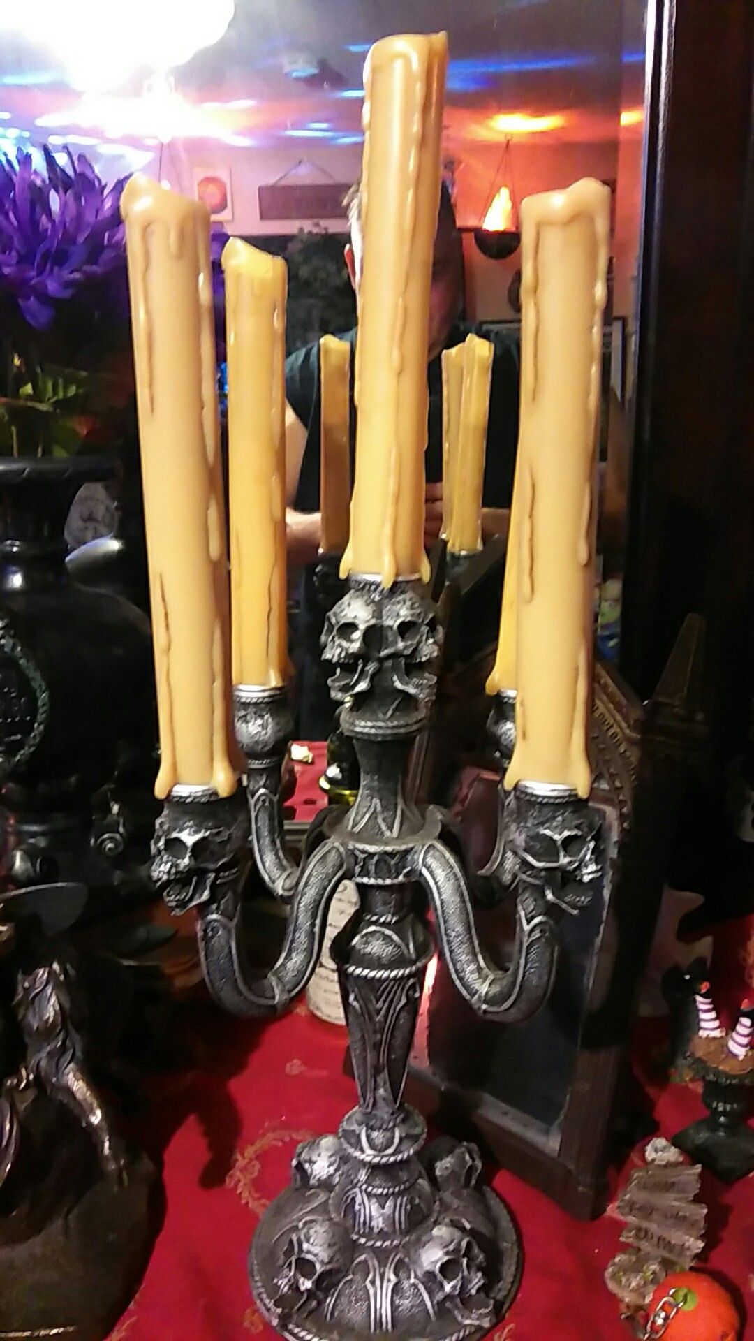 Spirit Halloween skull candelabras