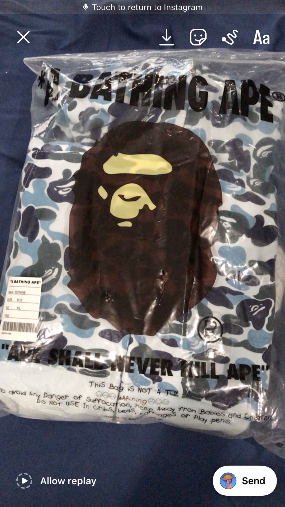 Bape Hoodie Blue Camo