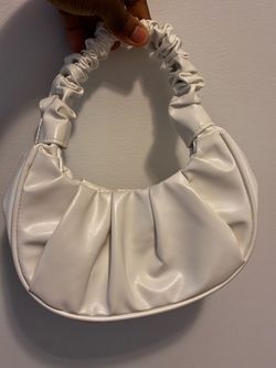 White Mini Ruched Shoulder Bag