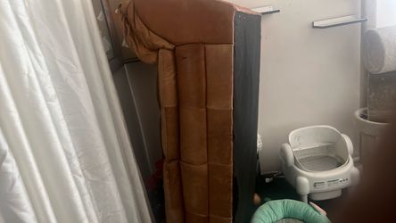 Brown Leather Sofa Cushion Back Panel