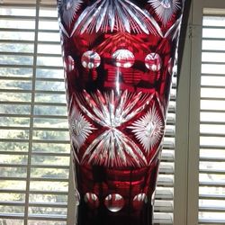 Vintage Bohemian Czech Ruby Red Cut To Clear Large Vase
