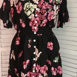 Black Floral Dress, Large