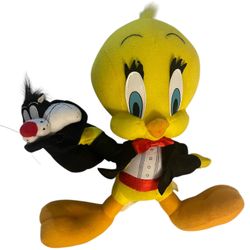 Vintage Tweety Bird & Sylvester Looney Tunes Plush Stuffed Animal 98' ACE W Tags