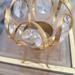 Gorgeous WEINFURTNER Gold Tone Crystal Votive Holder