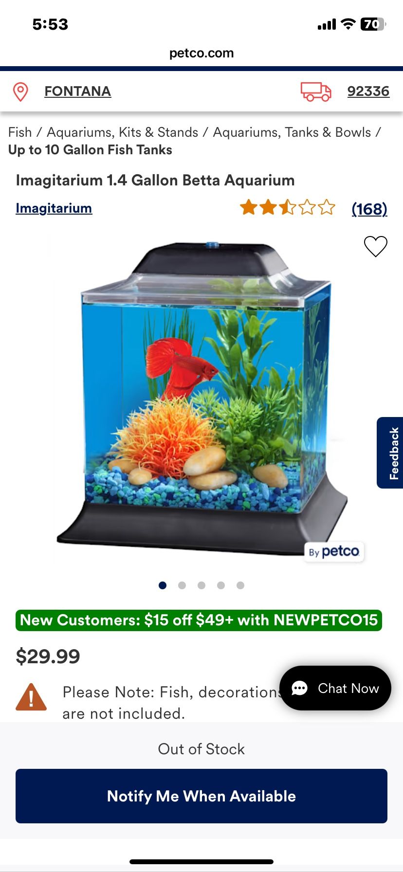 Imagitarium 1.4 Gallon Betta Aquarium