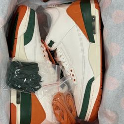 Nike Air Jordan Retro 3 Solefly University Of Miami UM Sz 9