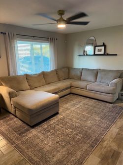 Beige Sectional Sofa LAF Chaise
