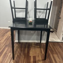 Black Wooden Table 2chairs 