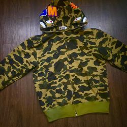 BAPE Camo Dark Green Shark Full Zip Hoodie XL
