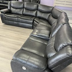 New Sectional Sofa With Three Power Recliners On Sale Now