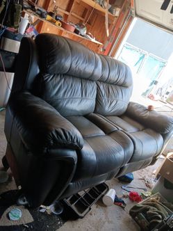 Black Leather Reclining Sofa
