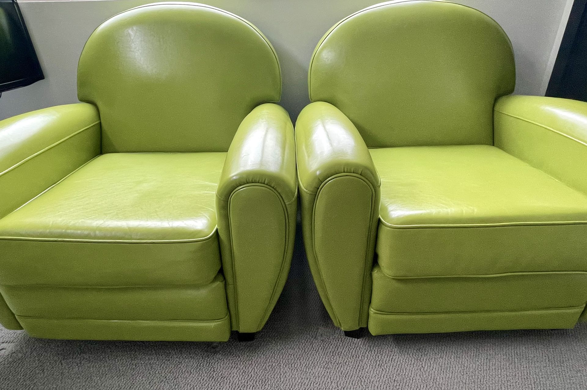 Lime Green Leather Club Chair by Christopher Knight Home - Set Of 2