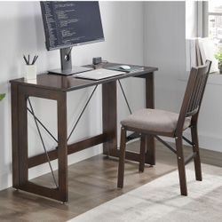 Stakmore Preassembled Wood Folding Desk – Espresso – Built-in USB & Outlets (New in Box)
