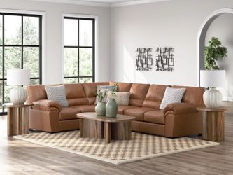 BRAND NEW Whitlock Tux Leather Sofa Sectional Couch In Caramel - Can Deliver!