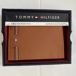 Tommy Hilfiger Brown/Tan Trifold Wallet With RFID Protection 