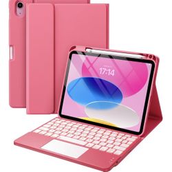 iPad 11th 10th Generation Case with Keyboard, Folio Cover with Pencil Holder, Multi-Touch Trackpad, 7 Color Backlit, Detachable Keyboard for iPad (A16