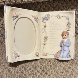 First Communion Keepsake Book with Boy Figurine 
