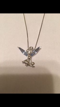 Silver Tinkerbell Necklace. Never worn. Very nice. Pretty blue color for accent stone!