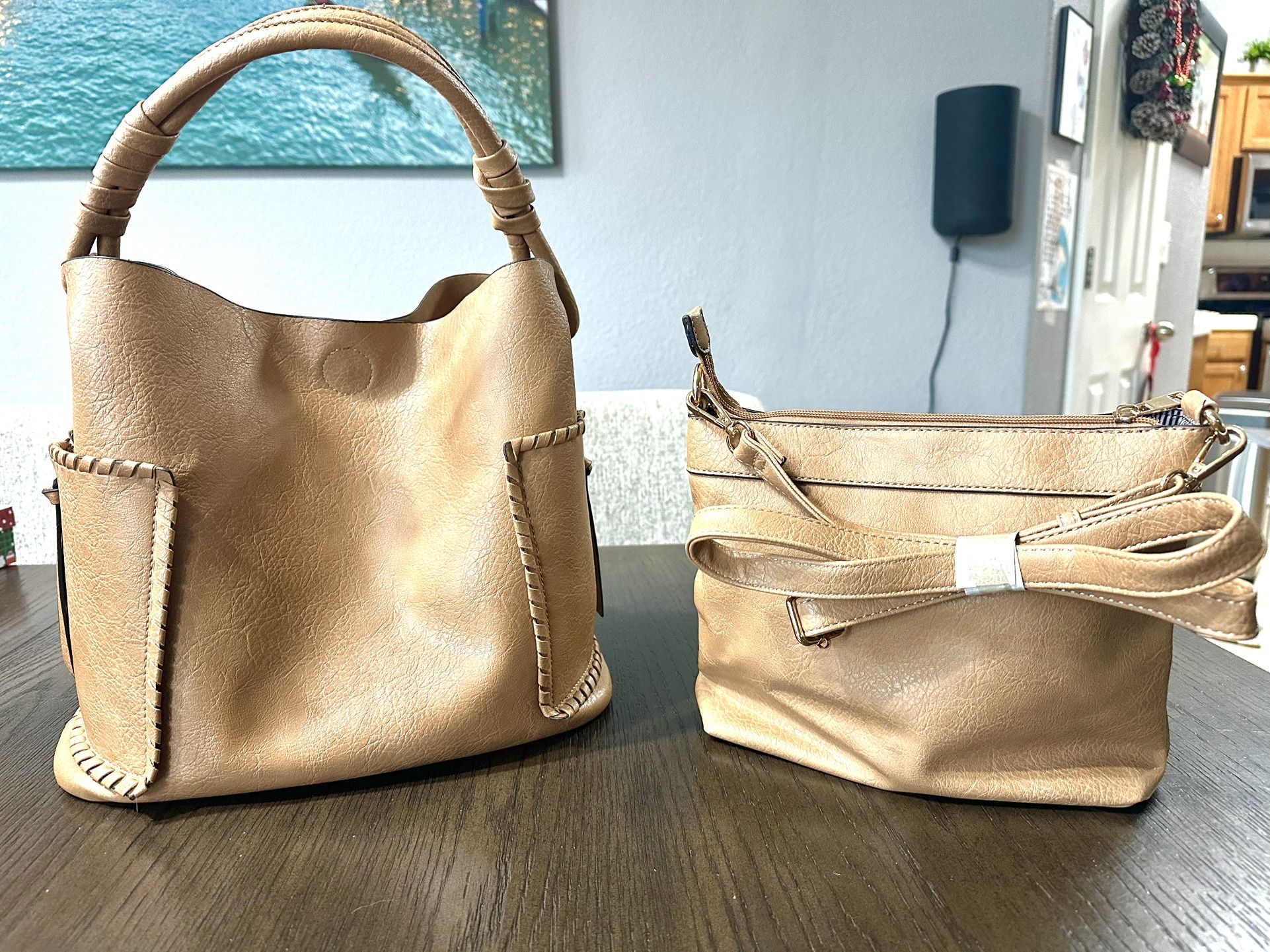TAN HANDBAG SET