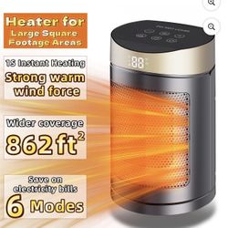New Space Heaters for Home，Portable Electric Heater for Indoor Use with Remote，1500W PTC Ceramic Space Heater for Small&Homelarge Room，Bedroom，Office，