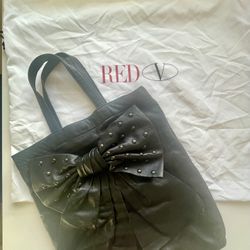 Valentino RED- Vintage Tote Black Leather With Pouch