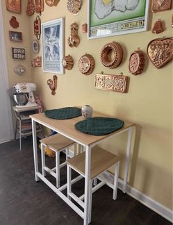 Small Dining Table with Two Stools