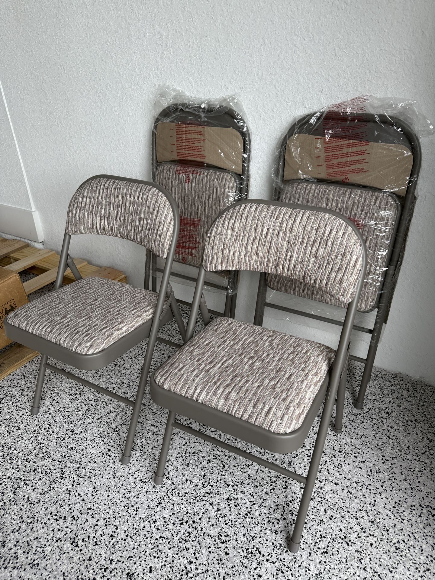 4 Deluxe Folding Chairs – Upholstered, Commercial Grade, Stain Resistant