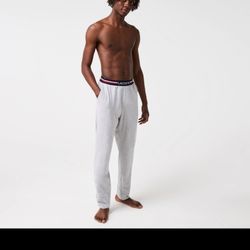 Lacoste Jersey Multicolor Waistband Pajama Pants Size S/SML Grey