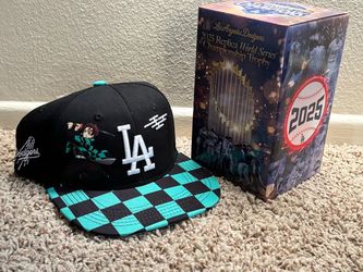 LA Dodgers Limited Edition Demon Slayer Hat & 2025 Replica World Series Championship Trophy