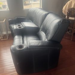 Genuine  Leather Theater Room Sectional With Cup Holders