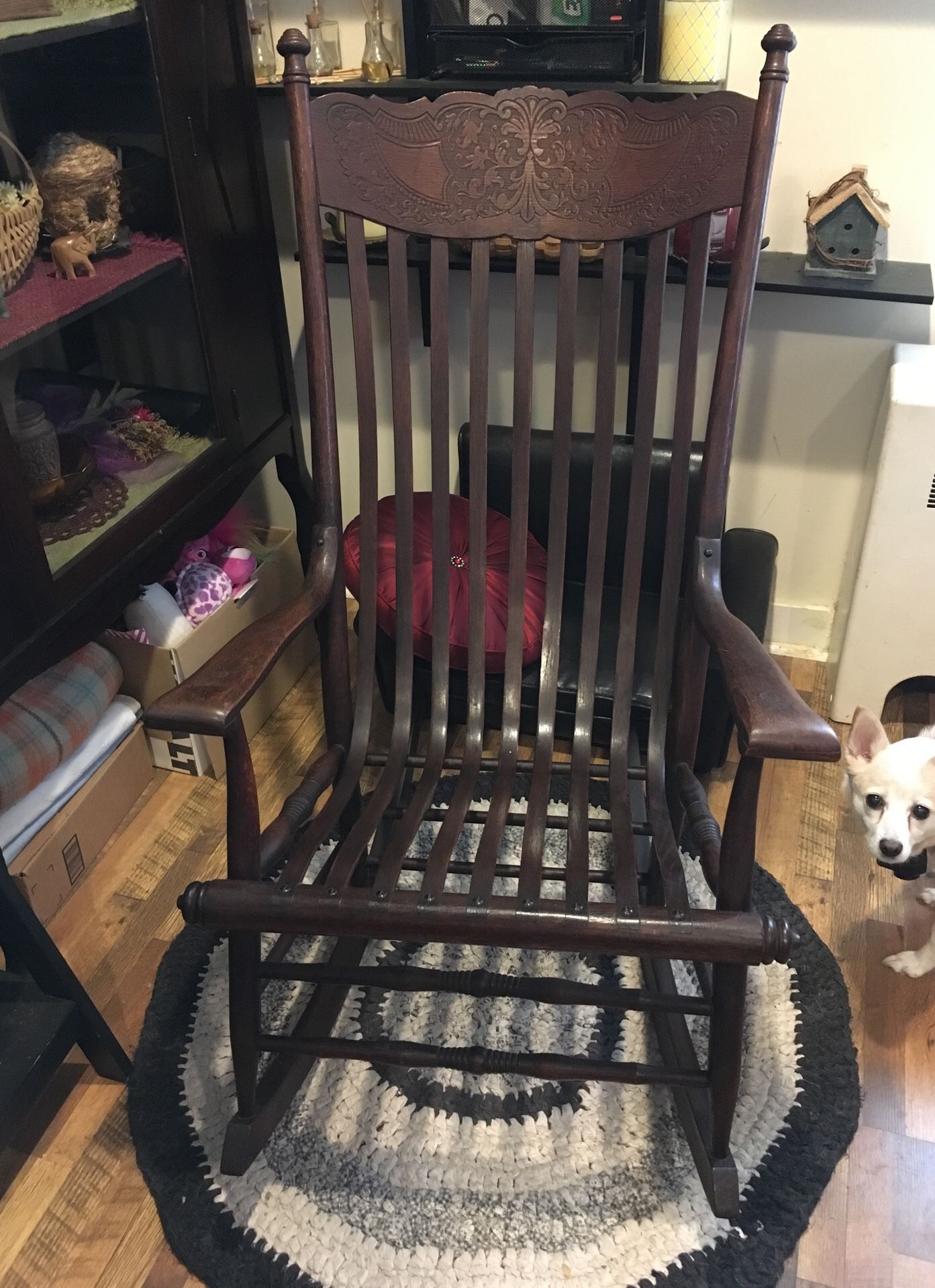 Pressed back antique rocking chair